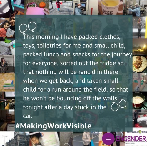 This morning I have packed clothes, toys, toiletries for me and small child, packed lunch and snacks for the journey for everyone, sorted out the fridge so that nothing will be rancid in there when we get back, and taken small child for a run around the field, so that he won't be bouncing off the walls tonight after a day stuck in the  car.